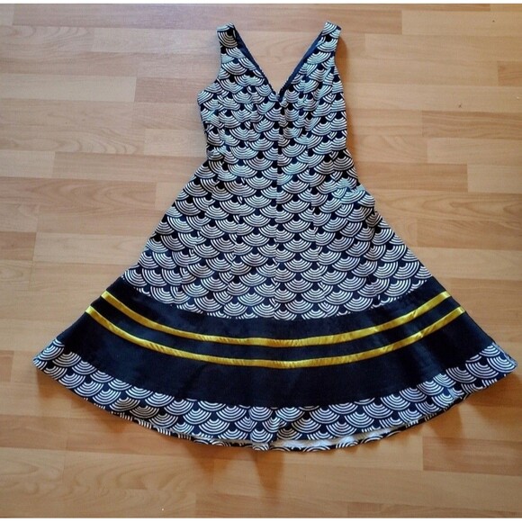 Nine West Fit & Flare Dress, Navy, White & Gold, Size 4 - Picture 2 of 10